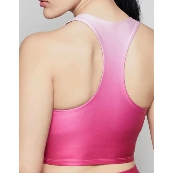 NWT GOOD AMERICAN Pink Ombre Crop Active Racerback Tank Top Sz 0 (XS) - Picture 4 of 5